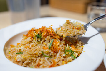Sakura shrimp fried rice dish