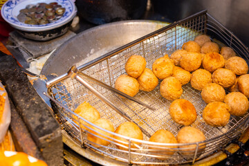 Taiwanese deep fried taro ball at street market