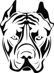 Black and White Cartoon Illustration Vector of Pitbull