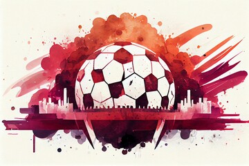 Watercolor Illustration of a Abstract Soccer World Cup In Qatar 2022, Illustration. Generative AI