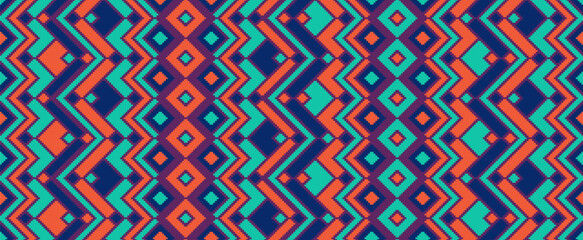 Asymmetric rhombus traditional motifs vector geometric pattern.
