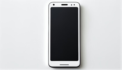 Top view Phone Mobile with white screen mockup. Smartphone mockup Ai generated image