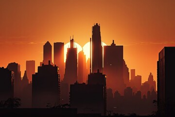 Fototapeta na wymiar skyline in the sunset
