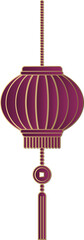 Purple traditional Chinese lantern with golden elegant outline