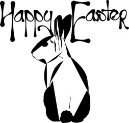 Happy Easter Logo With Bunny