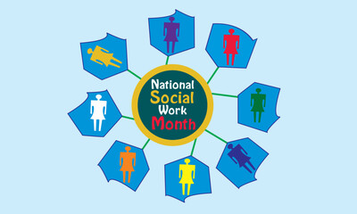 Obraz na płótnie Canvas march is national social work month vector illustration