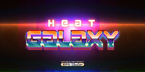 Retro futuristic 80s heat galaxy editable text effect style vibrant back to the future theme with experimental background, ideal for poster, flyer rad 1980s touch