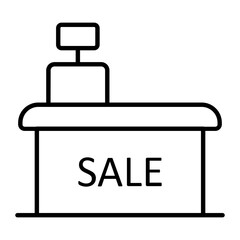 Cashier Outline Line Icon