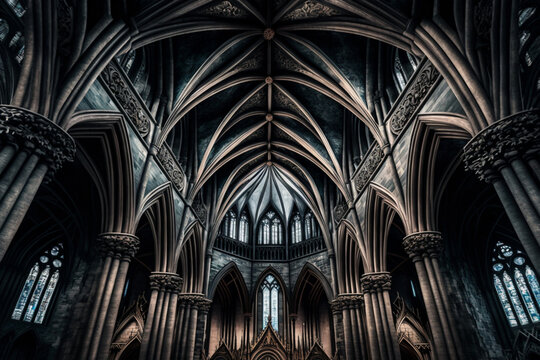 Interior of the cathedral Generative AI
