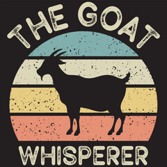 The goat whisperer retro design is isolated on black background
