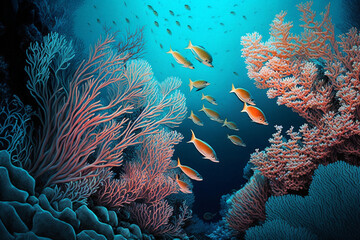 Coral reef in the sea Generative AI