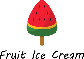 vector illustration of cartoon watermelon stick ice cream logo