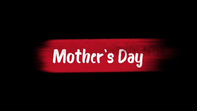 Mothers Day with red brush on black gradient, motion holidays, fashion and art style background
