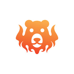 Bear head fire flame business creative logo