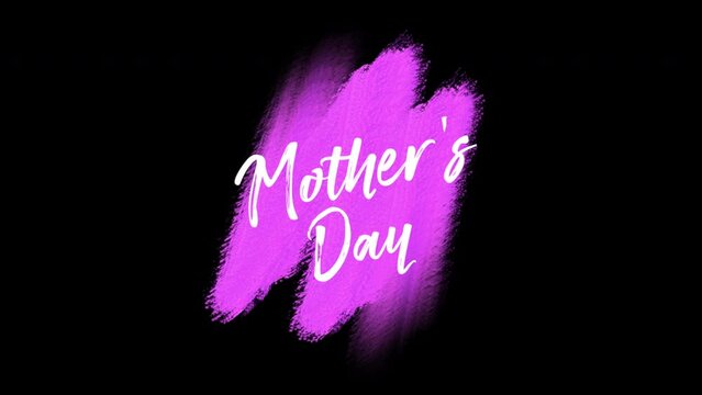 Mothers Day with pink brush on black gradient, motion holidays, fashion and art style background