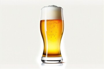 Beer mug on a white background with foam. Isolated object.