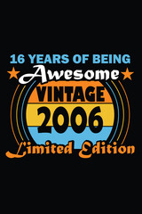 16 years of being awesome retro vintage t shirt design