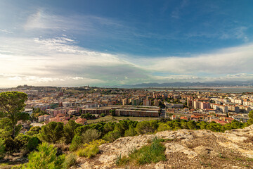 Fototapeta na wymiar Panoramic view of Is Mirrionis district in Cagliari. Sardinia, Italy