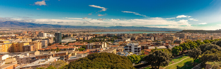 Fototapeta na wymiar Panorama of the Villanova district in the city of Cagliari. Sardinia, Italy