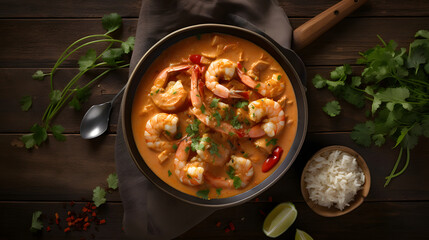 shrimp moqueca made with clay pot, moqueca capixaba, brazilian cuisine, brazilian food, generative ai