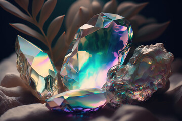Mysterious opal crystal abstract generative background