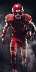american football player with red uniform, generative ai
