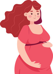 woman with baby.pregnant girl vector flat illustration