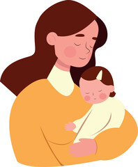 mother and child. flat vector illustration of mom and baby. Children Protection Day . mothers Day
