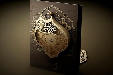 illustration of an Card Greetings Card Idea for Ramadan and Eid. Generative AI