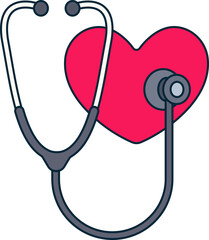 Stethoscope Medical Diagnosis Doctor Healthcare Check Heart Colored Outline