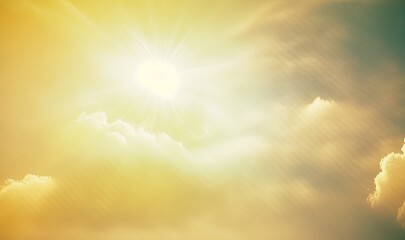 Obraz na płótnie Canvas the sun is shining through the clouds in a yellow sky. generative ai