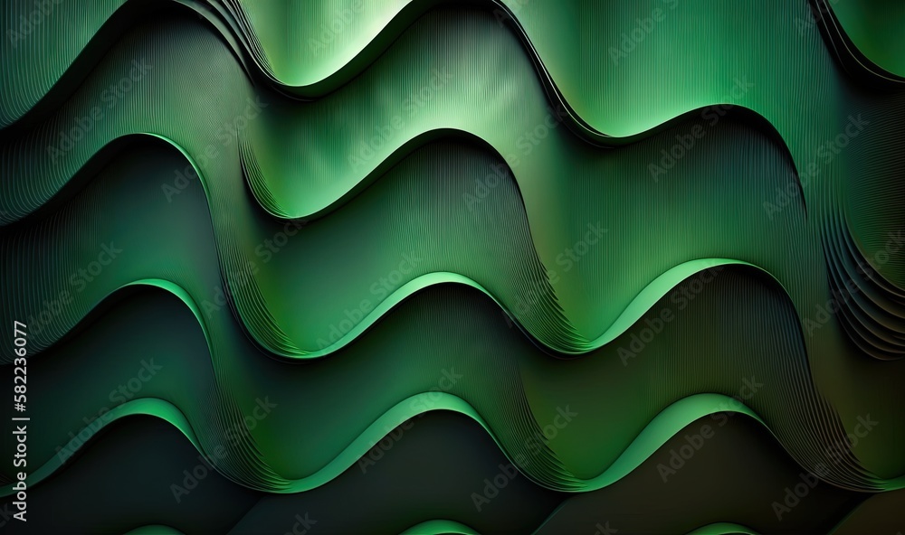 Poster a green wavy background with a black background and a green wave pattern on the bottom of the wave i