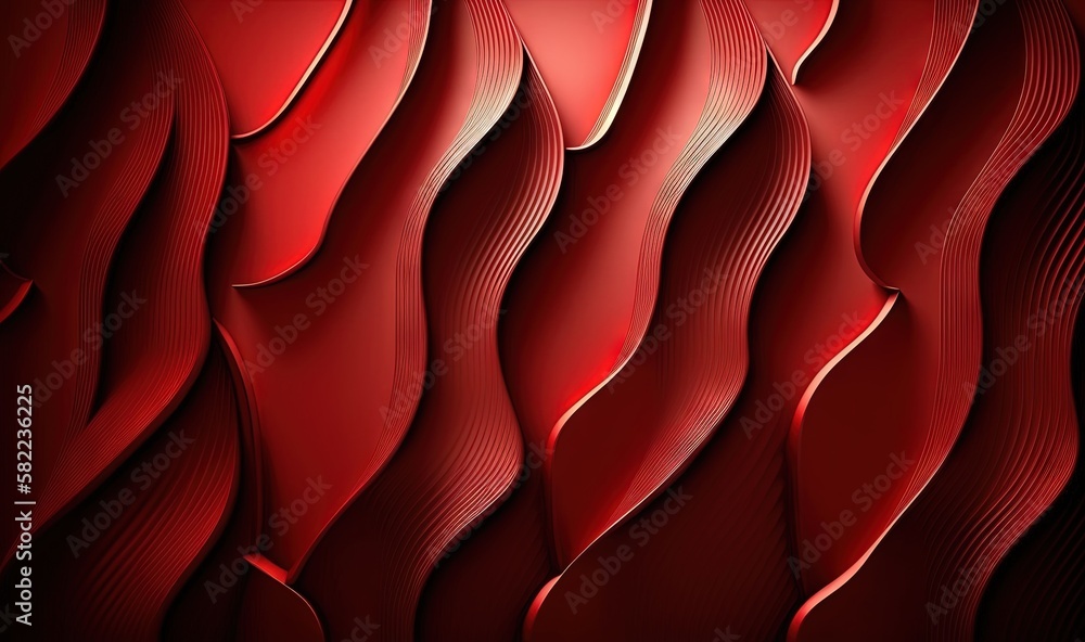 Poster  a red background with wavy lines and a black background with a red background and a black background with a red background and a black background.  generative ai
