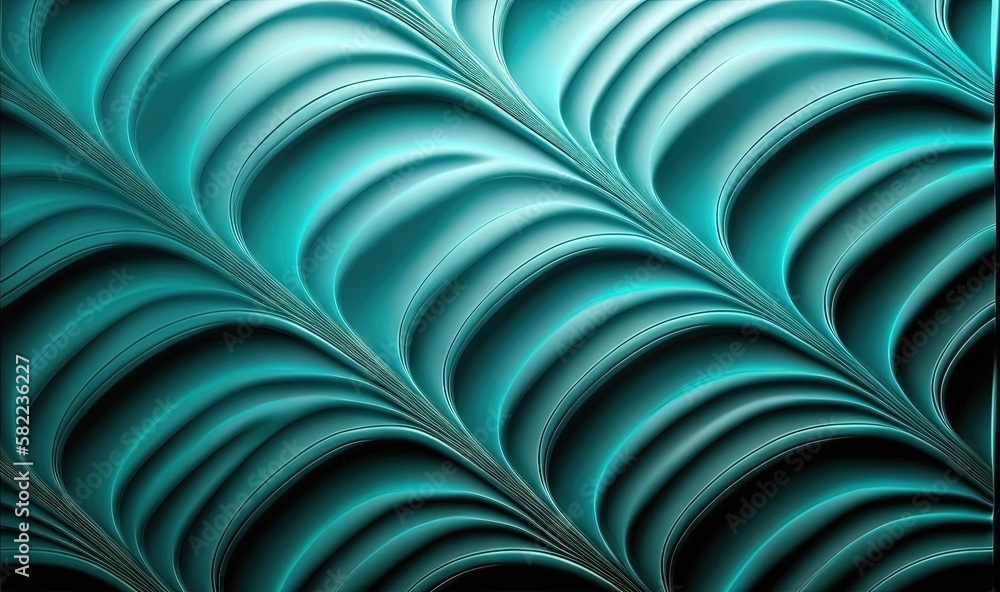 Poster a blue abstract background with wavy lines and curves in the center of the image, with a black backg