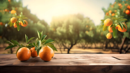 wooden base for glass or bottle application, with orange bottom and feet, generative ai