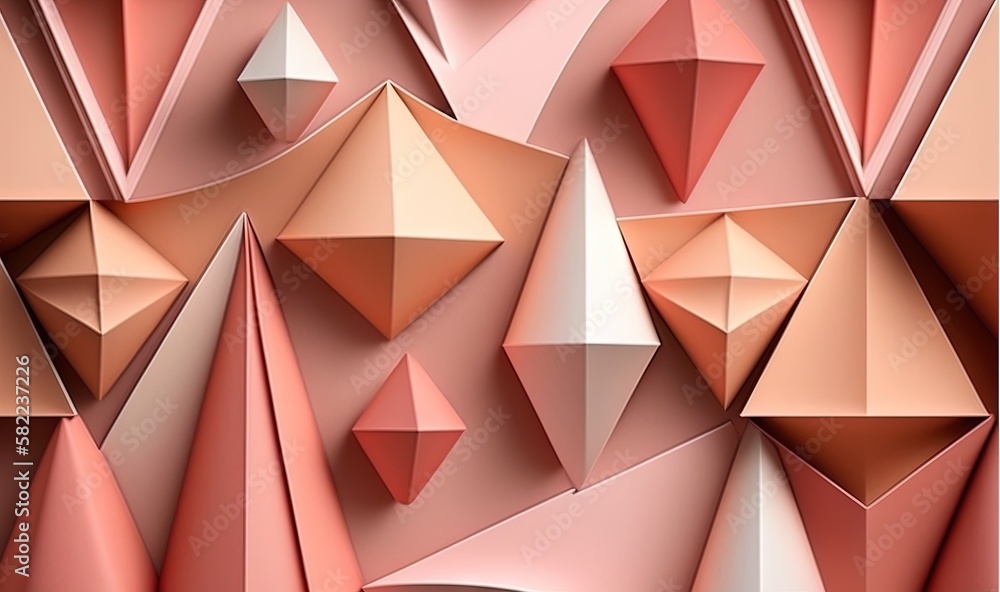 Poster an abstract background with a lot of different shapes and sizes of pink and brown shapes and sizes o