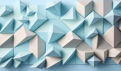  a blue and white abstract background with a lot of smaller shapes on it's sides and a light blue background with a few smaller shapes on it's sides.  generative ai