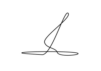 abstrakte schleifenförmige figur aus einer in sich geschlossenen schwarzen linie erinnert an ein segelboot