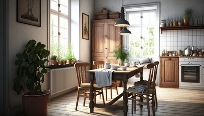 Fototapeta na wymiar modern wooden kitchen