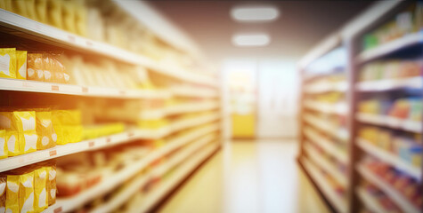 Fototapeta premium Grocery store - Defocused abstract blurred business background - Generative AI