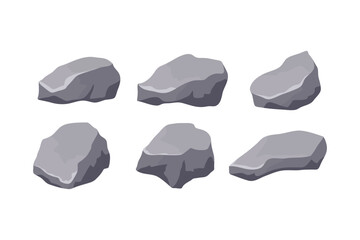 Naklejka premium Stones. Set of vector illustrations of stones. Gray stones in flat style.