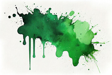 Abstract green watercolor splatter stain texture background design. Generative Ai