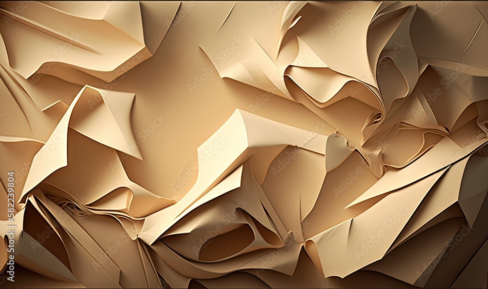Poster a very large amount of brown paper on a tablecloth covered table top with a black frame and a black 