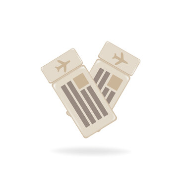 Plane tickets minimalism 3D in cartoon style. High quality vector graphics
