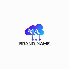 ILLUSTRATION DIGITAL CLOUD LOGO ICON DESIGN VECTOR FOR YOUR TECH