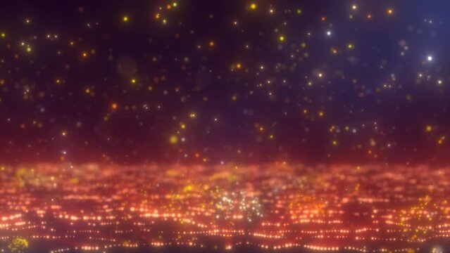 Abstract background of yellow golden glowing falling particles and moving magical energy waves, video 4k, 60 fps