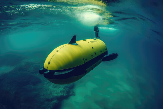 Military underwater drone. Created with Generative AI technology.