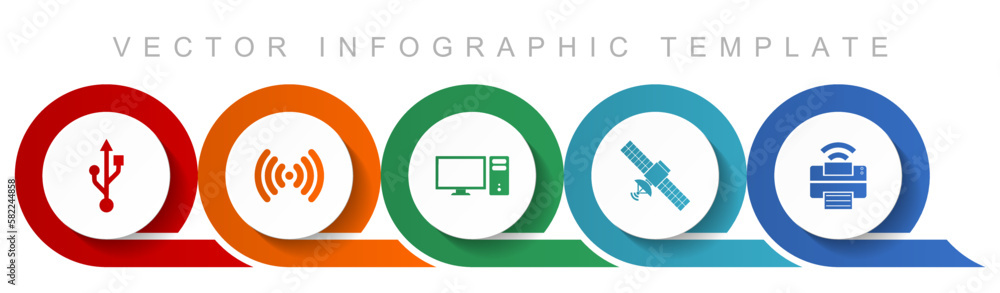 Leinwandbilder technology icon set, miscellaneous icons such as usb, wifi, computer, satellite and printer for webd