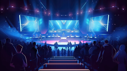 E-Sports Arena Battle: Crowded Edition Created with Generative Ai Technology