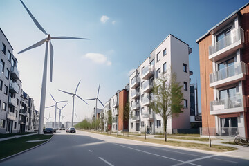 Fototapeta premium wind generators in urban area